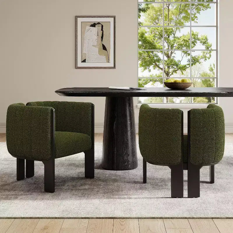 Okak Chaises de salle à manger modernes et élégantes pour cuisine, lot de 2 chaises de salle à manger rembourrées en tissu bouclé.