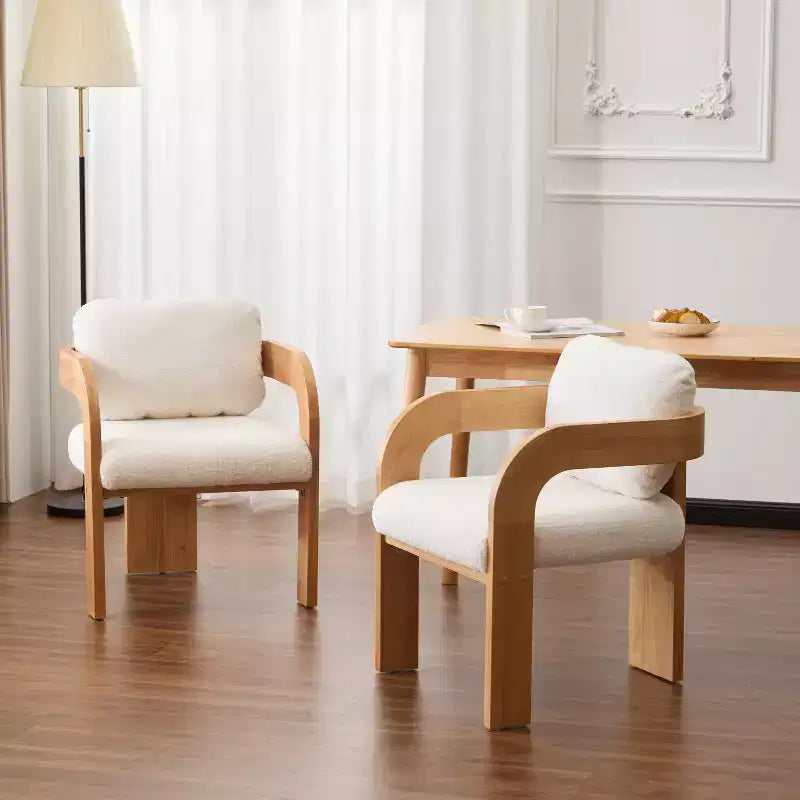 Okak Chaises de salle à manger modernes et élégantes pour cuisine, lot de 2 chaises de salle à manger rembourrées en tissu bouclé.