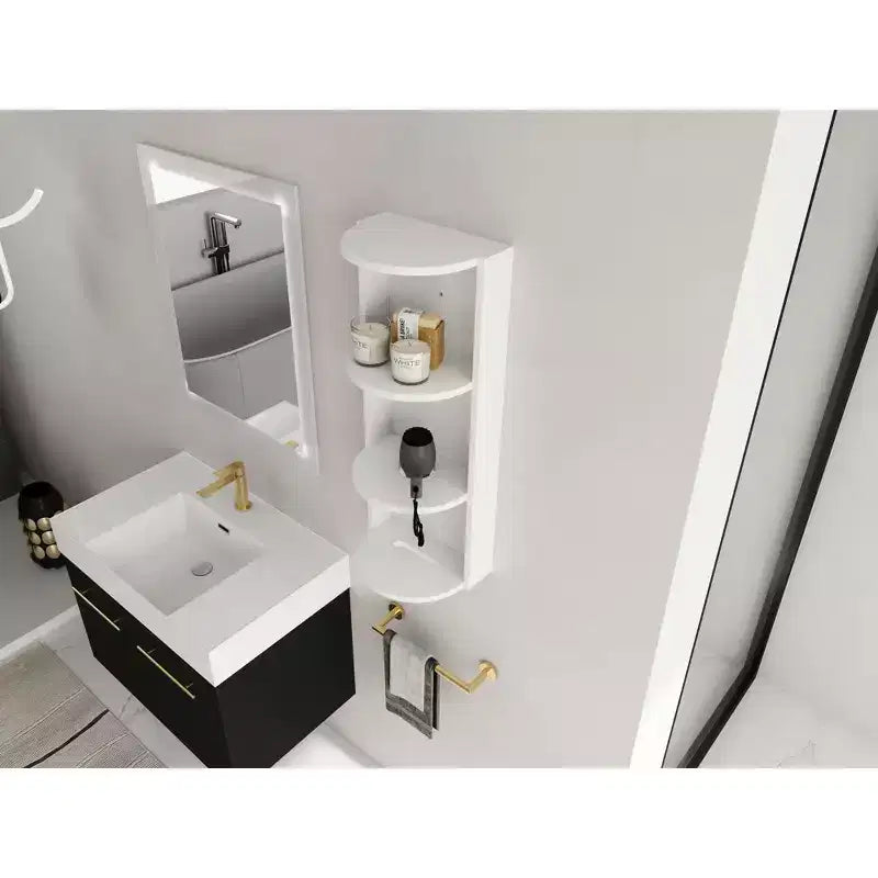 Étagères d'angle de salle de bain à 3 niveaux, support de rangement mural 12 avec étagères pour sèche-cheveux, organisateur d'armoire latérale, étagère d'angle en bois pour la décoration des petits espaces