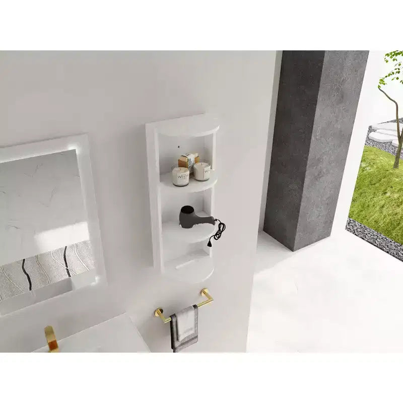 Étagères d'angle de salle de bain à 3 niveaux, support de rangement mural 12 avec étagères pour sèche-cheveux, organisateur d'armoire latérale, étagère d'angle en bois pour la décoration des petits espaces