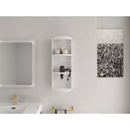 Étagères d'angle de salle de bain à 3 niveaux, support de rangement mural 12 avec étagères pour sèche-cheveux, organisateur d'armoire latérale, étagère d'angle en bois pour la décoration des petits espaces