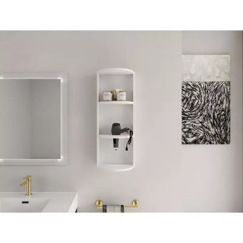 Étagères d'angle de salle de bain à 3 niveaux, support de rangement mural 12 avec étagères pour sèche-cheveux, organisateur d'armoire latérale, étagère d'angle en bois pour la décoration des petits espaces