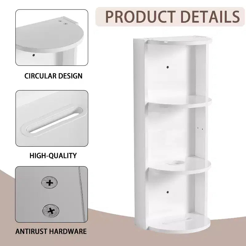 Étagères d'angle de salle de bain à 3 niveaux, support de rangement mural 12 avec étagères pour sèche-cheveux, organisateur d'armoire latérale, étagère d'angle en bois pour la décoration des petits espaces