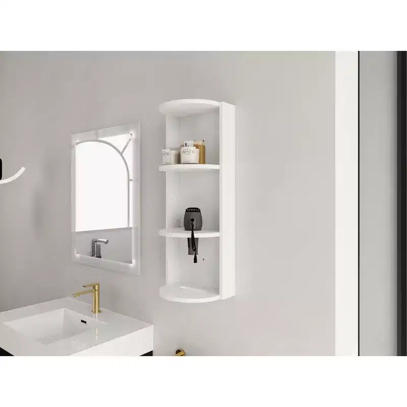 Étagères d'angle de salle de bain à 3 niveaux, support de rangement mural 12 avec étagères pour sèche-cheveux, organisateur d'armoire latérale, étagère d'angle en bois pour la décoration des petits espaces