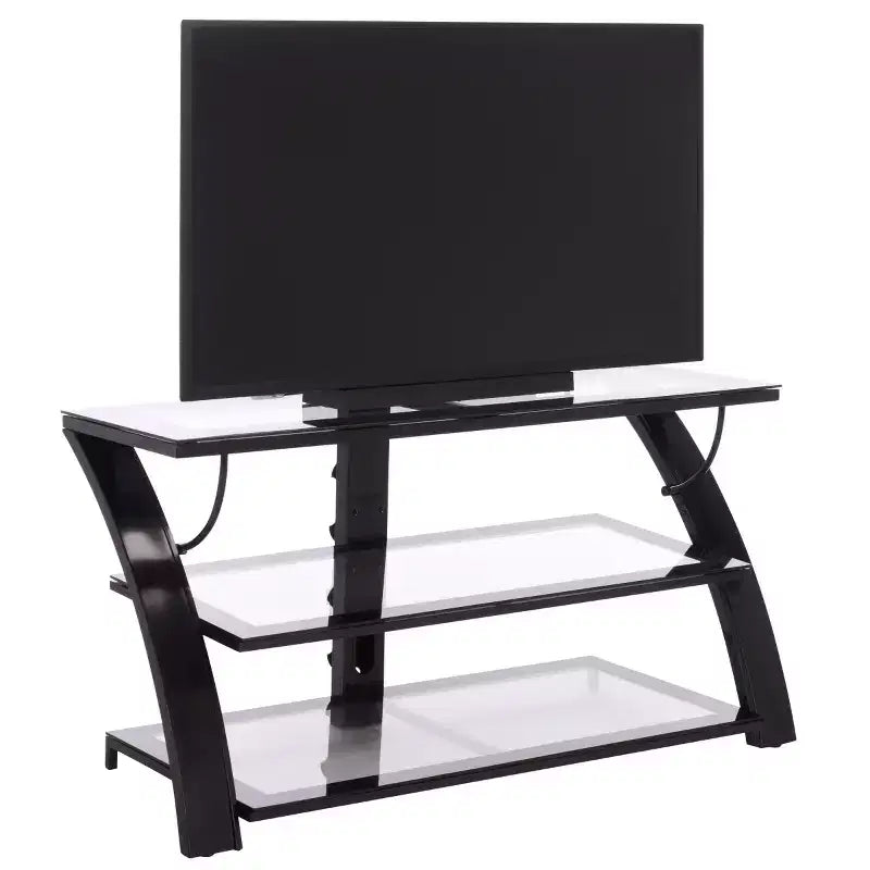 Meuble télé multimédia à panneau plat 3-en-1 Aiden - Noir - SEI