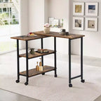 FurnitureR Desserte de cuisine rotative avec roues verrouillables, 3 étagères de rangement, table d'appoint réglable à 360° pour salon, bureau, petits espaces