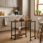 FurnitureR Desserte de cuisine rotative avec roues verrouillables, 3 étagères de rangement, table d'appoint réglable à 360° pour salon, bureau, petits espaces