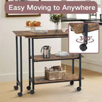 FurnitureR Desserte de cuisine rotative avec roues verrouillables, 3 étagères de rangement, table d'appoint réglable à 360° pour salon, bureau, petits espaces