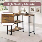 FurnitureR Desserte de cuisine rotative avec roues verrouillables, 3 étagères de rangement, table d'appoint réglable à 360° pour salon, bureau, petits espaces