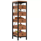Organisateur de cuisine à 5 niveaux avec tiroirs coulissants, étagère de rangement étroite pour garde-manger et collations pour appartement, salle de bain