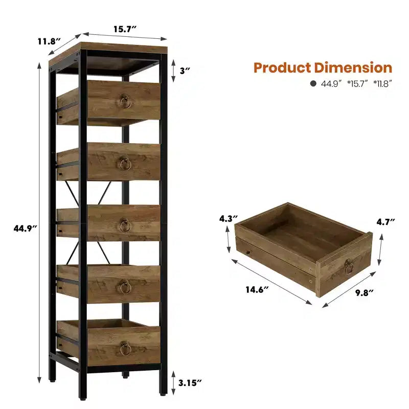 Organisateur de cuisine à 5 niveaux avec tiroirs coulissants, étagère de rangement étroite pour garde-manger et collations pour appartement, salle de bain