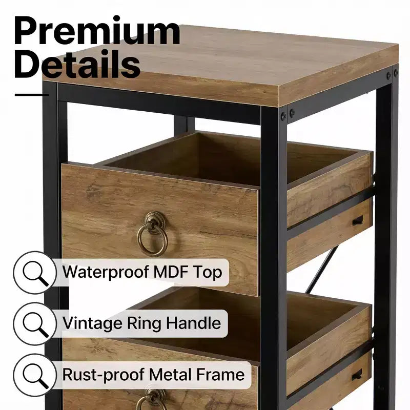 Organisateur de cuisine à 5 niveaux avec tiroirs coulissants, étagère de rangement étroite pour garde-manger et collations pour appartement, salle de bain
