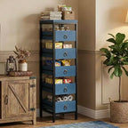 Organisateur de cuisine à 5 niveaux avec tiroirs coulissants, étagère de rangement étroite pour garde-manger et collations pour appartement, salle de bain