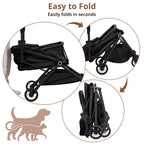 Poussette pour petits chiens et chats, poussette pliable légère pour animaux de compagnie avec roues anti-vibrations à 360°, panier de rangement et auvent pare-soleil