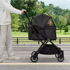 Poussette pour petits chiens et chats, poussette pliable légère pour animaux de compagnie avec roues anti-vibrations à 360°, panier de rangement et auvent pare-soleil