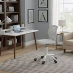 Chaise de bureau sans accoudoirs FurnitureR avec roulettes, chaise d'étude/d'ordinateur compacte réglable en hauteur, pivotante et respirante, grise