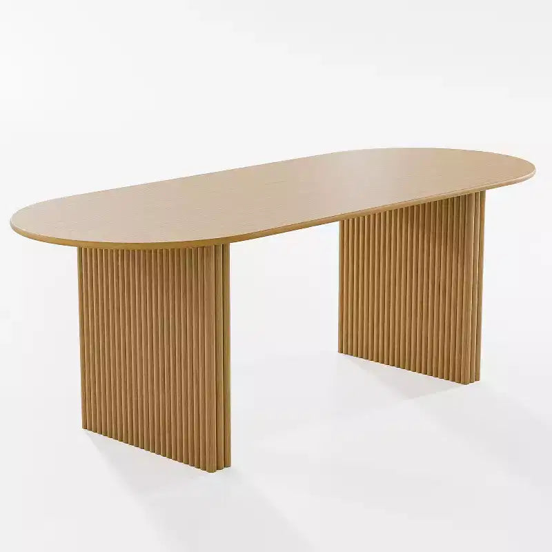 PexFix Grande Table à Manger Ovale 79 places 4-6 Table de Cuisine Moderne Style Ferme avec Base à Lattes en Bois pour Maison Salon Cuisine Bar Naturel