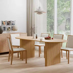 PexFix Grande Table à Manger Ovale 79 places 4-6 Table de Cuisine Moderne Style Ferme avec Base à Lattes en Bois pour Maison Salon Cuisine Bar Naturel
