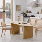 PexFix Grande Table à Manger Ovale 79 places 4-6 Table de Cuisine Moderne Style Ferme avec Base à Lattes en Bois pour Maison Salon Cuisine Bar Naturel