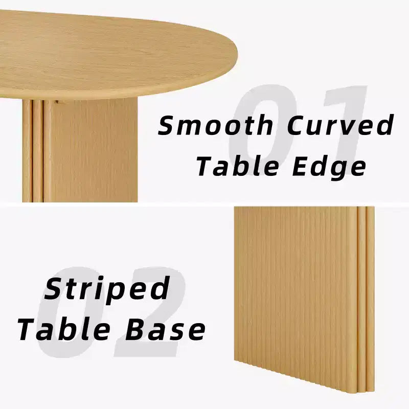 PexFix Grande Table à Manger Ovale 79 places 4-6 Table de Cuisine Moderne Style Ferme avec Base à Lattes en Bois pour Maison Salon Cuisine Bar Naturel