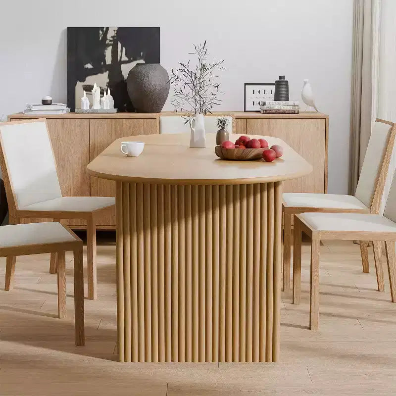 PexFix Grande Table à Manger Ovale 79 places 4-6 Table de Cuisine Moderne Style Ferme avec Base à Lattes en Bois pour Maison Salon Cuisine Bar Naturel