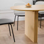 PexFix Grande Table à Manger Ovale 79 places 4-6 Table de Cuisine Moderne Style Ferme avec Base à Lattes en Bois pour Maison Salon Cuisine Bar Naturel