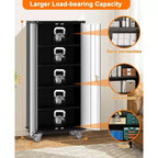 Armoire de rangement polyvalente en acier robuste avec 2 portes verrouillables et 4 étagères réglables, idéale pour organiser les outils dans les garages, les bureaux