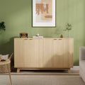 Modern Fluted Accent Credenza with Doors & Adjustable Shelves, Wood Coffee Bar Console Table for Living Room, Dining Room,