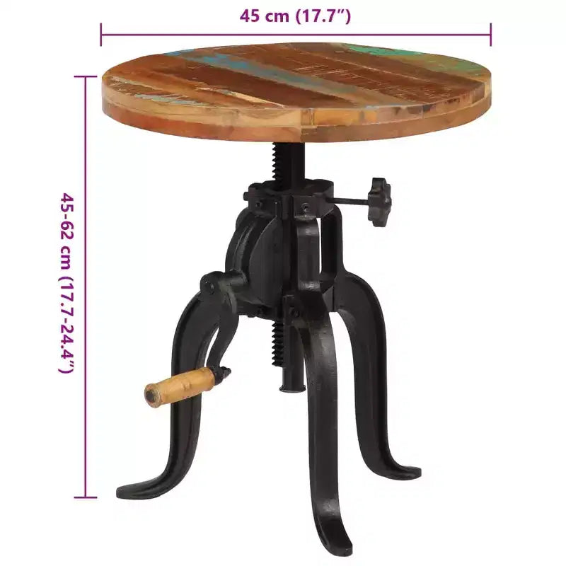 Table d'appoint En bois massif recyclé et fer forgé laqué, dimensions variables