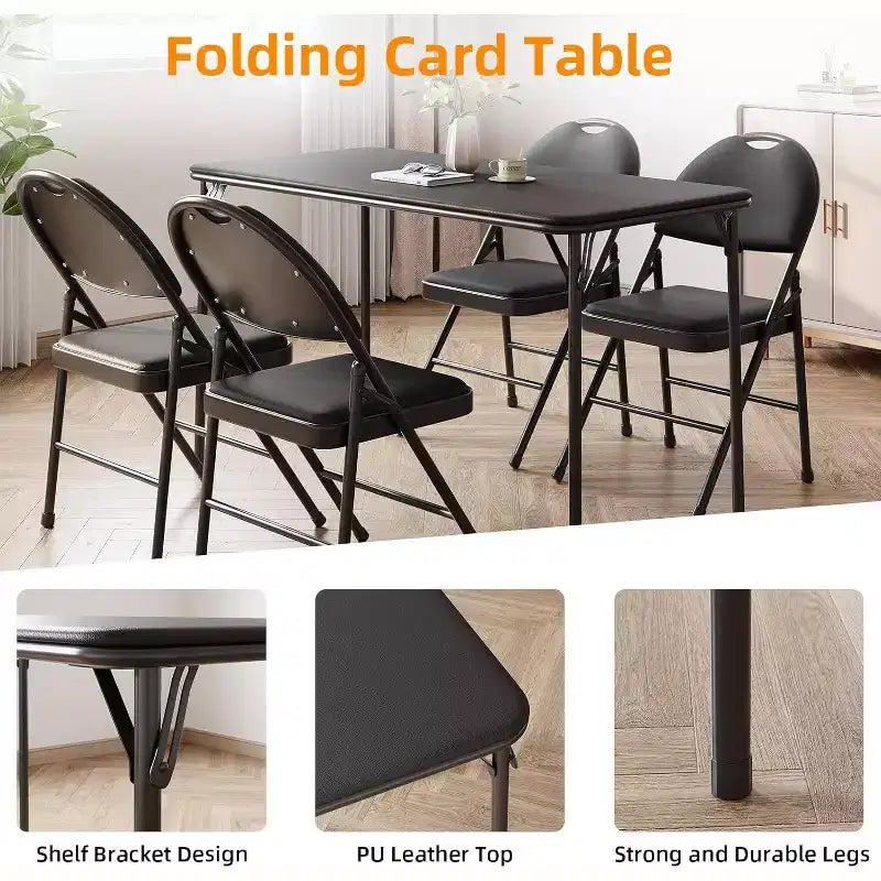 Table pliante, Bureaux de jeu, Tables pliantes robustes en cuir PU, Bureau de travail moderne et simple pour la maison et le bureau, Bureau de jeu