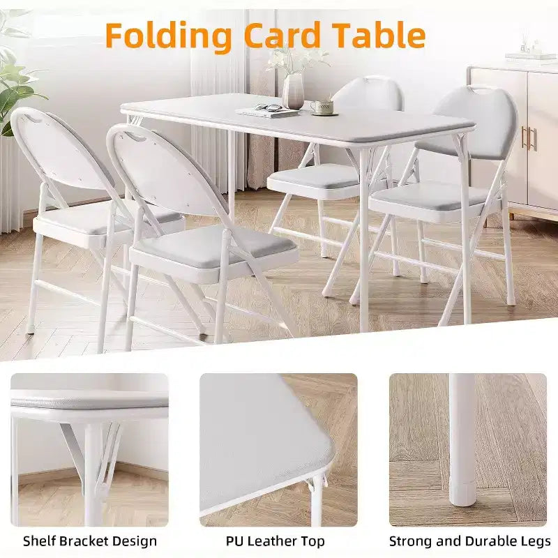 Table pliante, Bureaux de jeu, Tables pliantes robustes en cuir PU, Bureau de travail moderne et simple pour la maison et le bureau, Bureau de jeu