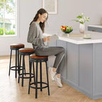 Tabourets de bar ronds sans dossier pivotants GustoWave 30'' (lot de 2), revêtement en cuir PU, cadre en métal et repose-pieds pour îlot de cuisine