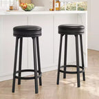 Tabourets de bar ronds sans dossier pivotants GustoWave 30'' (lot de 2), revêtement en cuir PU, cadre en métal et repose-pieds pour îlot de cuisine