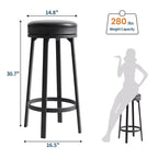 Tabourets de bar ronds sans dossier pivotants GustoWave 30'' (lot de 2), revêtement en cuir PU, cadre en métal et repose-pieds pour îlot de cuisine