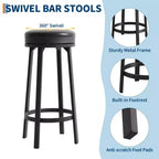 Tabourets de bar ronds sans dossier pivotants GustoWave 30'' (lot de 2), revêtement en cuir PU, cadre en métal et repose-pieds pour îlot de cuisine