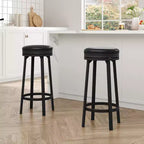 Tabourets de bar ronds sans dossier pivotants GustoWave 30'' (lot de 2), revêtement en cuir PU, cadre en métal et repose-pieds pour îlot de cuisine