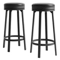 GustoWave 30'' Backless Round Swivel Bar Stools Set of 2, PU Leather Upholstery, Metal Frame & Footrest for Kitchen Island
