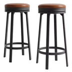 Tabourets de bar ronds sans dossier pivotants GustoWave 30'' (lot de 2), revêtement en cuir PU, cadre en métal et repose-pieds pour îlot de cuisine