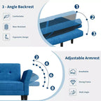 Canapé-lit convertible 89, Canapé-lit moderne en chenille, Canapé-lit futon avec dossier et accoudoirs réglables, Canapé-lit deux places pour le salon