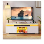 Meuble TV moderne avec station de charge et lumières LED pour téléviseur de 55/60/65 pouces, meuble de divertissement, console multimédia, salon