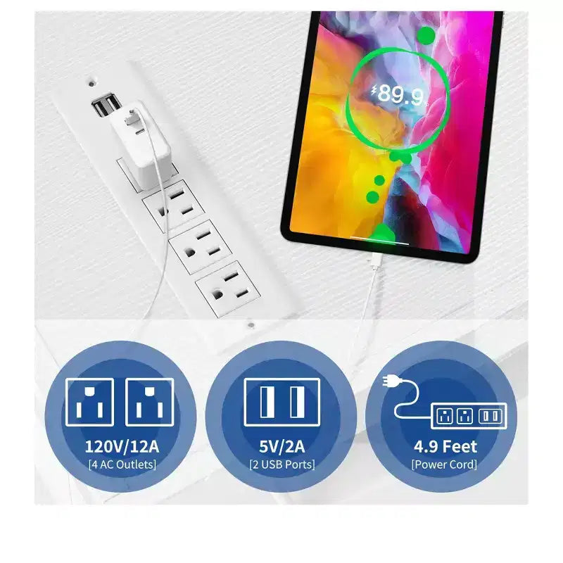 Meuble TV moderne avec station de charge et lumières LED pour téléviseur de 55/60/65 pouces, meuble de divertissement, console multimédia, salon