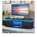Meuble TV moderne avec station de charge et lumières LED pour téléviseur de 55/60/65 pouces, meuble de divertissement, console multimédia, salon