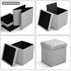 Sorbus Pouf de Rangement Pliable en Tissu Teddy de 15 Pouces - Pouf Confortable Polyvalent, Tabouret pour Salon, Chambre, Dortoir, et plus