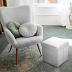 Sorbus Pouf de Rangement Pliable en Tissu Teddy de 15 Pouces - Pouf Confortable Polyvalent, Tabouret pour Salon, Chambre, Dortoir, et plus