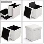 Sorbus Pouf de Rangement Pliable en Tissu Teddy de 15 Pouces - Pouf Confortable Polyvalent, Tabouret pour Salon, Chambre, Dortoir, et plus