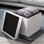 Sorbus Pouf de Rangement Pliable en Tissu Teddy de 15 Pouces - Pouf Confortable Polyvalent, Tabouret pour Salon, Chambre, Dortoir, et plus