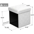 Sorbus Pouf de Rangement Pliable en Tissu Teddy de 15 Pouces - Pouf Confortable Polyvalent, Tabouret pour Salon, Chambre, Dortoir, et plus
