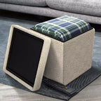 Sorbus Pouf de Rangement Pliable en Tissu Teddy de 15 Pouces - Pouf Confortable Polyvalent, Tabouret pour Salon, Chambre, Dortoir, et plus