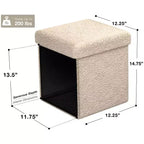 Sorbus Pouf de Rangement Pliable en Tissu Teddy de 15 Pouces - Pouf Confortable Polyvalent, Tabouret pour Salon, Chambre, Dortoir, et plus