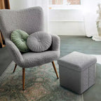 Sorbus Pouf de Rangement Pliable en Tissu Teddy de 15 Pouces - Pouf Confortable Polyvalent, Tabouret pour Salon, Chambre, Dortoir, et plus